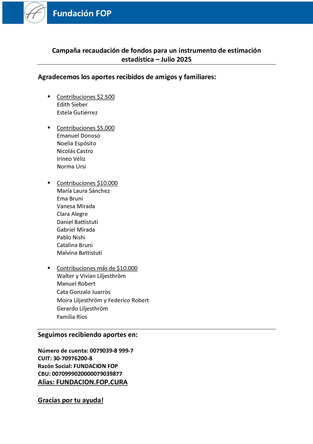 Campaña de recolección de fondos